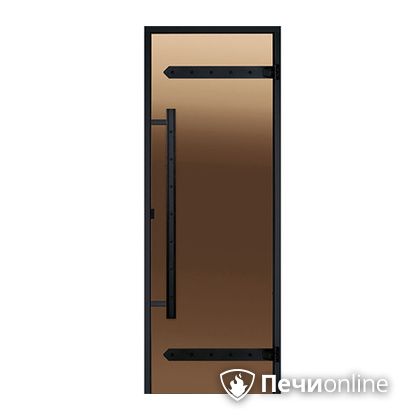 Дверь для бани Harvia Стеклянная дверь для сауны LEGEND 7/19 черная коробка сосна бронза  D71901МL в Каменске-Уральском