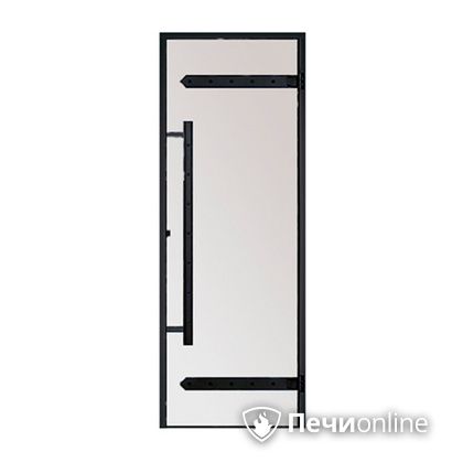 Дверь для бани Harvia Стеклянная дверь для сауны LEGEND 7/19 черная коробка сосна сатин D71905МL в Каменске-Уральском